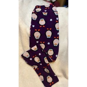 OS LuLaRoe Purple Penguin Leggins
